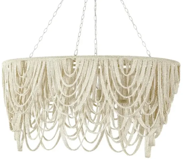 Palecek Selita Coastal Beach Cream Coco Beads Oval Chandelier