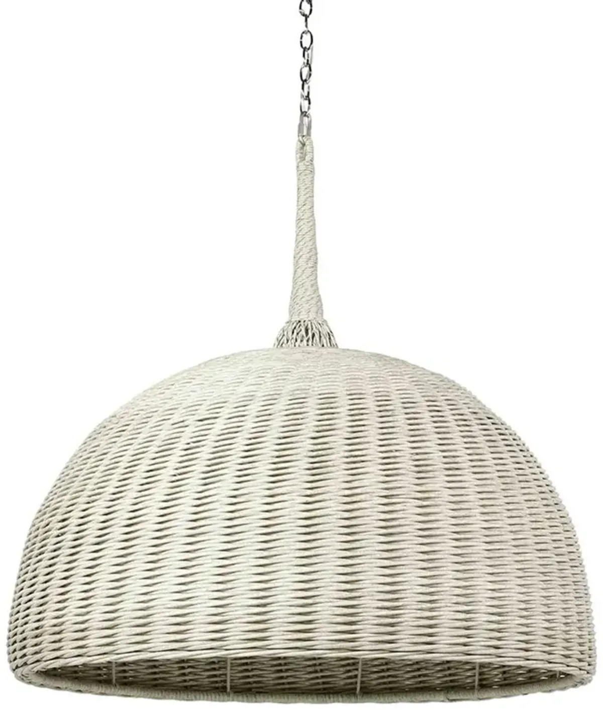 Palecek Wisteria Coastal Beach White Rattan Dome Shade Outdoor Chandelier - 30"
