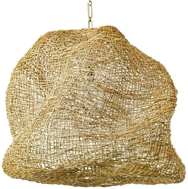 Palecek Andorra Coastal Beach Natural Brown Woven Wicker Pendant - Large