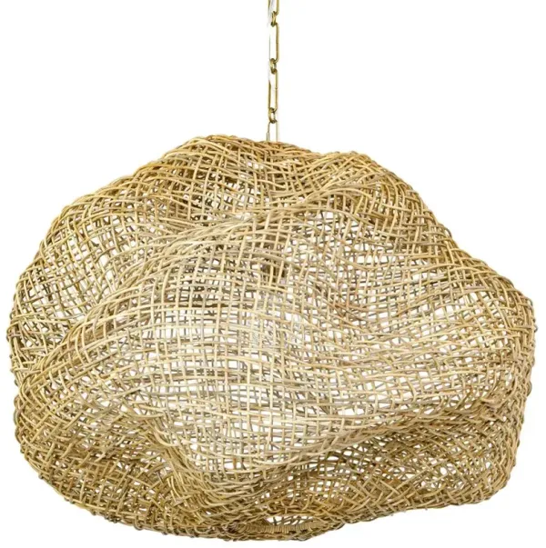 Palecek Andorra Coastal Beach Natural Brown Woven Wicker Pendant - Medium