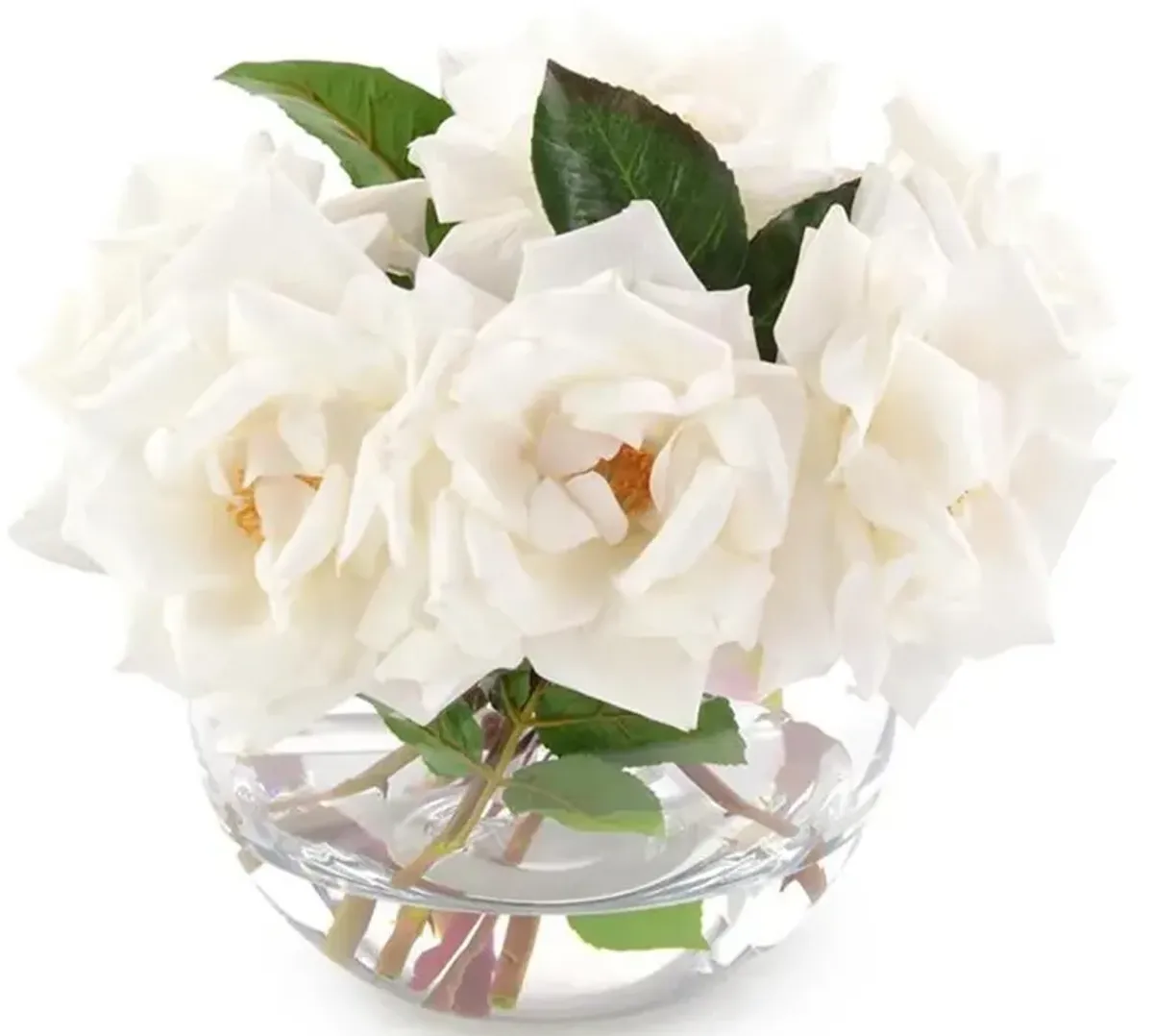John-Richard Modern Classic Fresh Garden Roses In Crystal Bowl