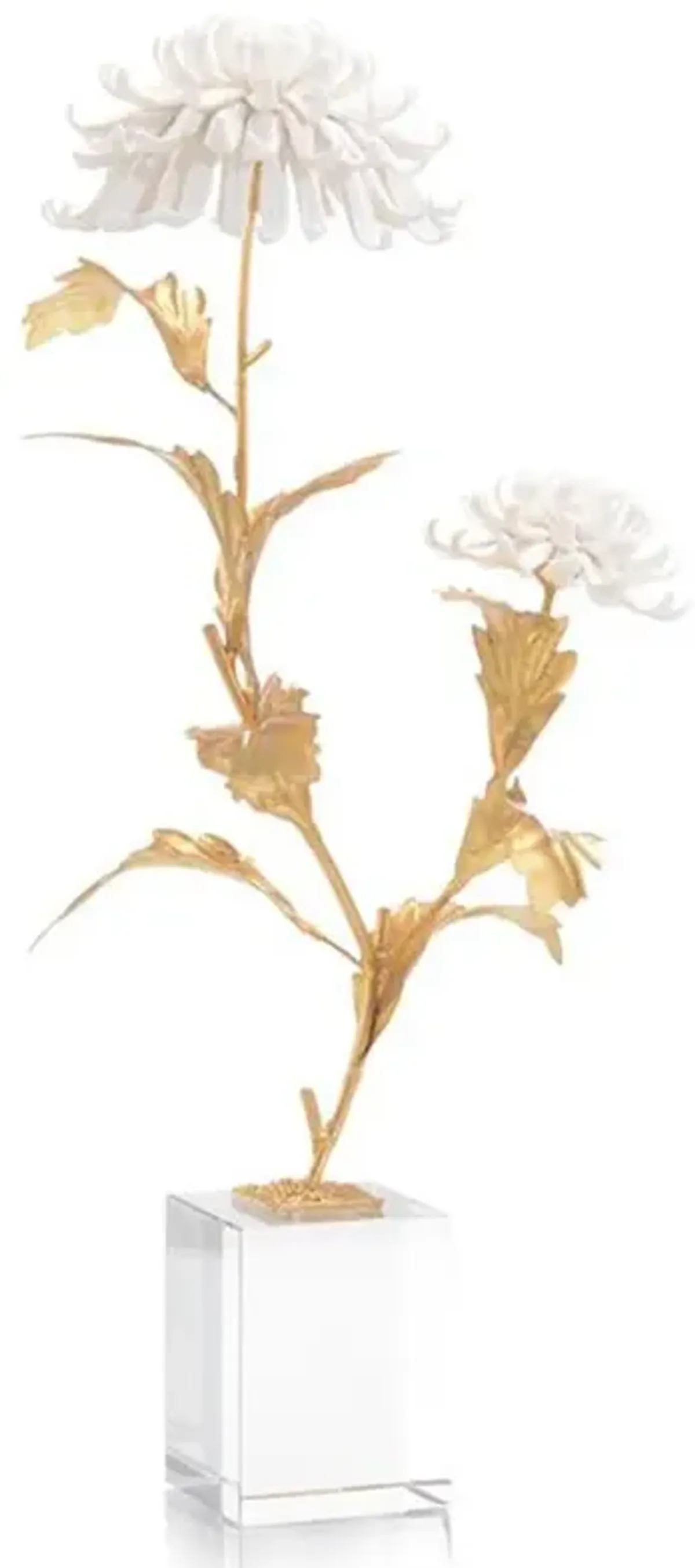 John-Richard Hollywood Regency Gold Avignon Chrysanthemums Ceramic Scuplture