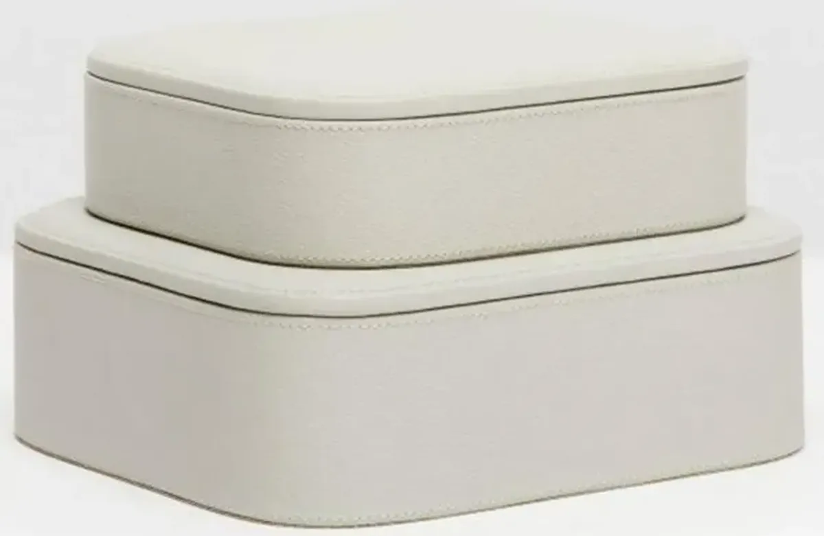 Pigeon and Poodle Dozza Modern Classic Light Gray Leather Decorative Box- Set of 2