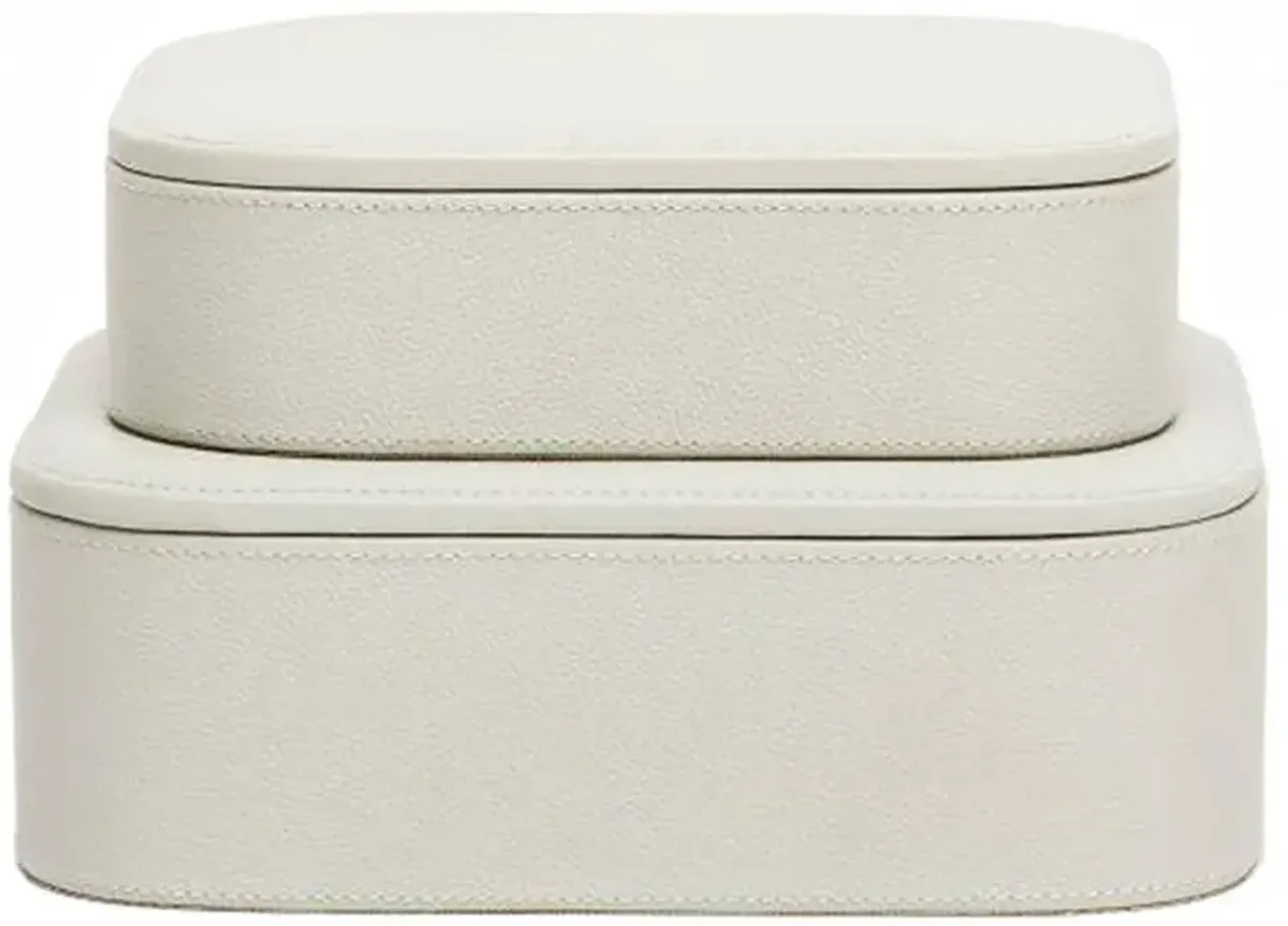 Pigeon and Poodle Dozza Modern Classic Light Gray Leather Decorative Box- Set of 2