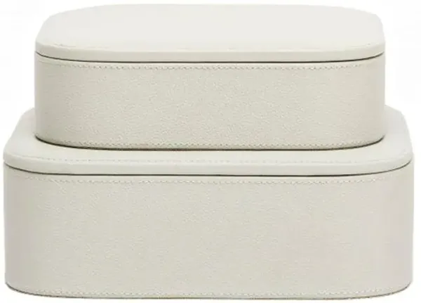 Pigeon and Poodle Dozza Modern Classic Light Gray Leather Decorative Box- Set of 2