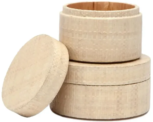 Pigeon and Poodle Koba Coastal Beach Natural Bagor Grass Round Canisters - Set of 2