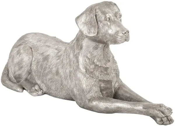 Winona Modern Classic Silver Leaf Laying Labrador Life Size Statue