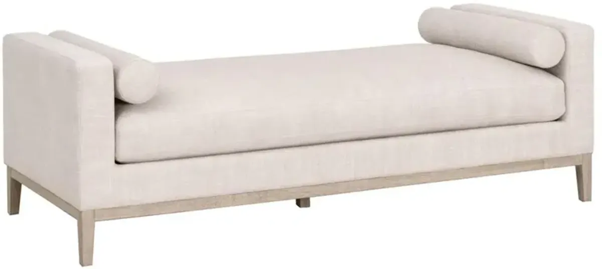 Kelly Modern Classic Grey Upholstered Natural Grey Oak Frame Daybed
