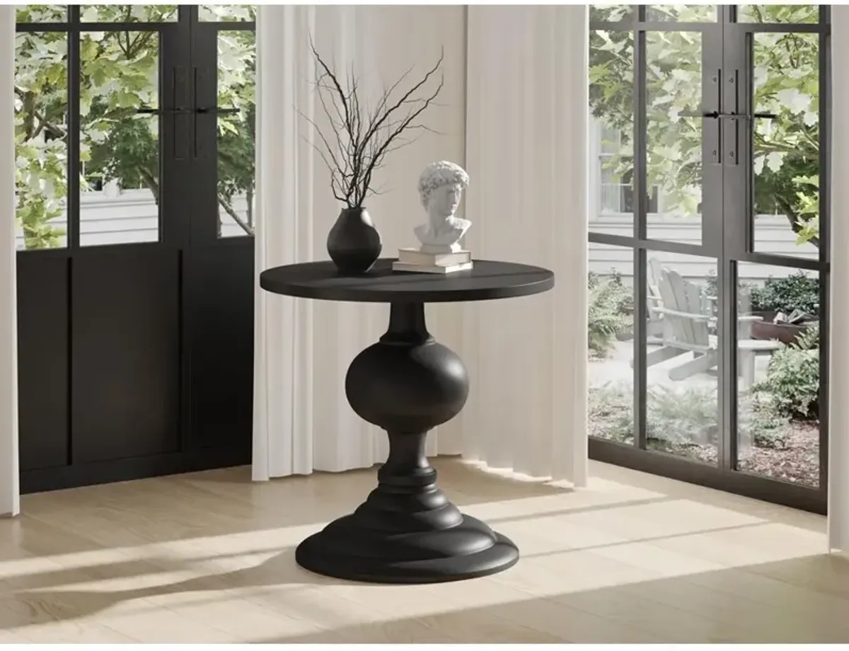 Arjun French Country Black Aluminum Round Bistro Dining Table - 35"W