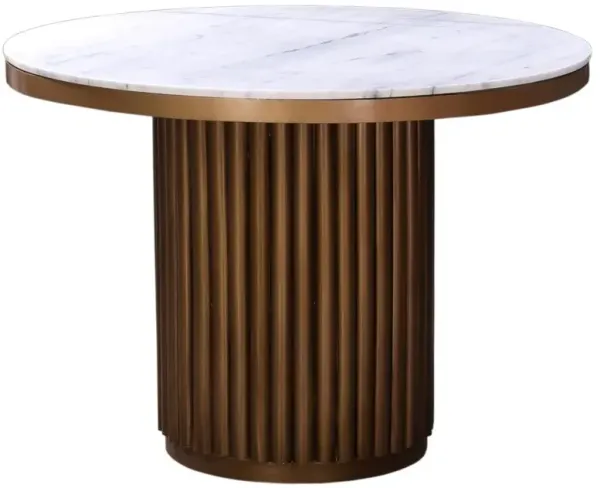Archie Modern Classic White Marble Brass Metal Round Dining Table - 42"