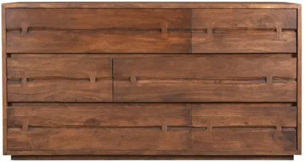 Atlas Rustic Lodge Brown Acacia Wood 6 Drawer Dresser