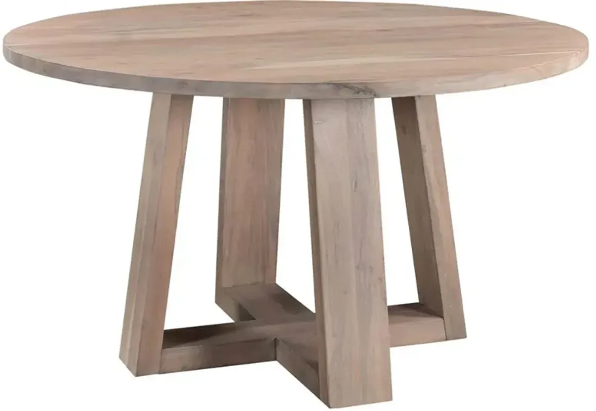 Karlee Modern Classic White Washed Acacia Wood Round Dining Table - 54"W