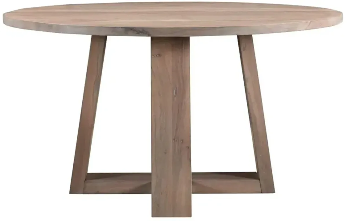 Karlee Modern Classic White Washed Acacia Wood Round Dining Table - 54"W