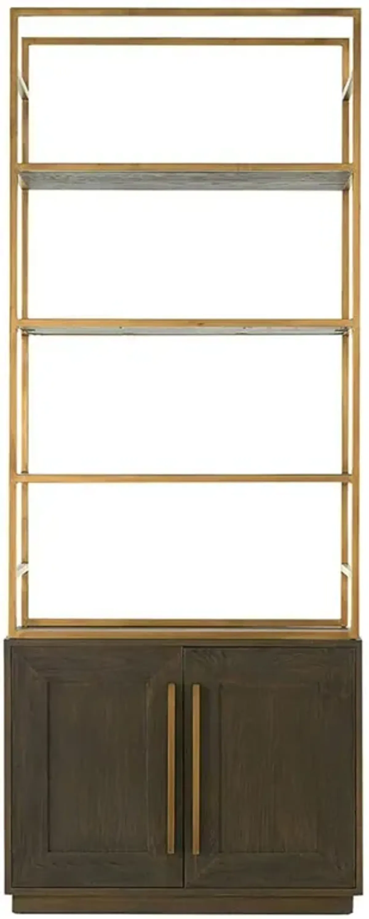Finn Modern Classic Brown Oak Wood Gold Iron Bookcase