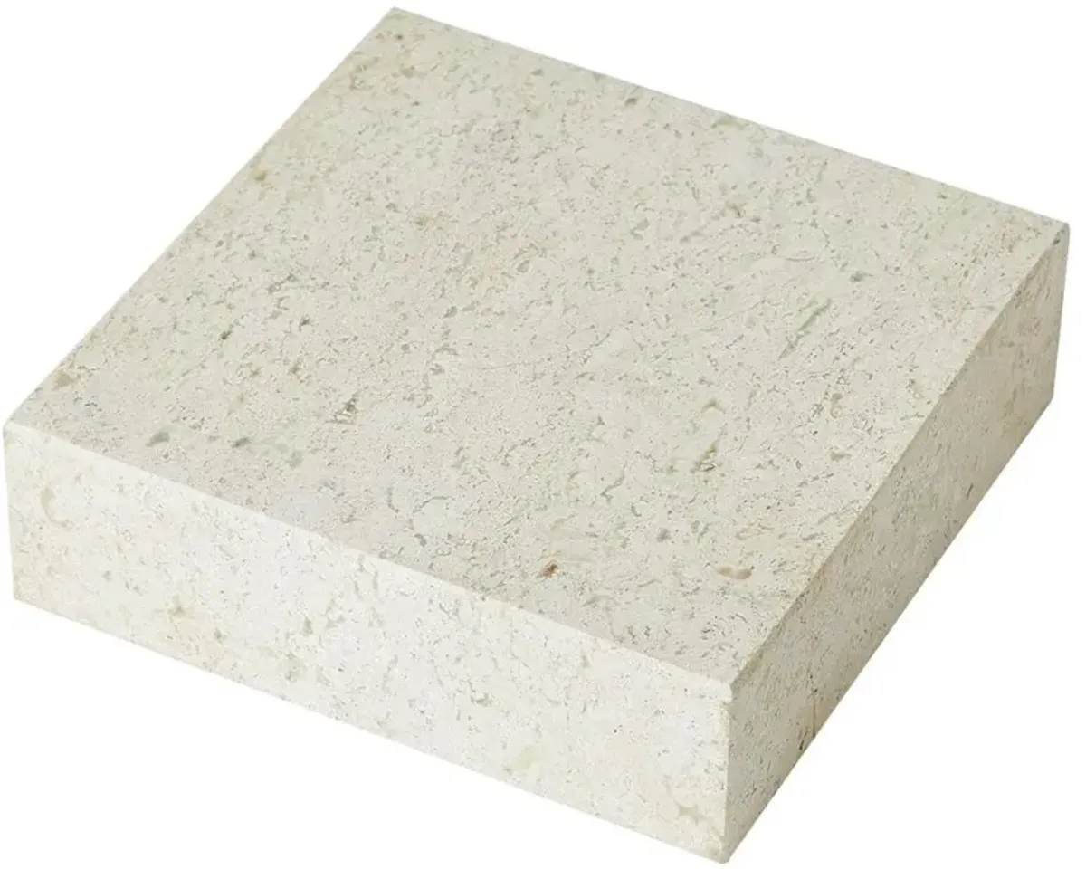 Jaxon Travertine Modern Brown Stone Plateau Sculpture - Small