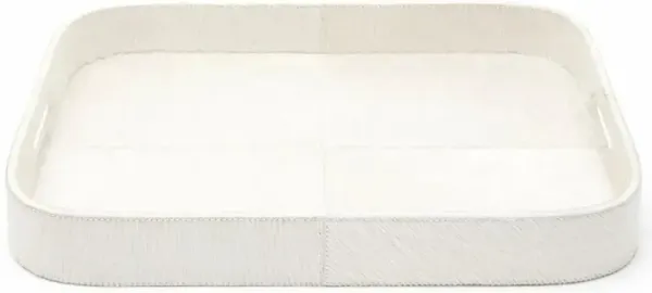 Browmley Rustic Lodge White Hair on Hide Rectangular Tray