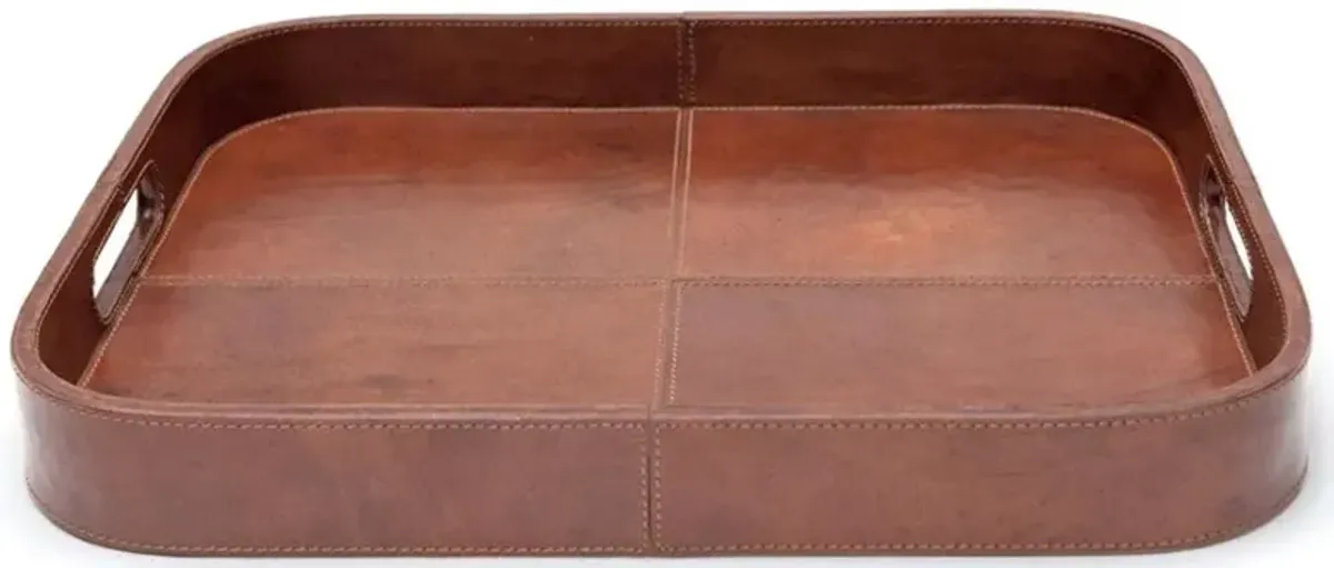 Bristol Rustic Lodge Brown Leather Rectangular Tray
