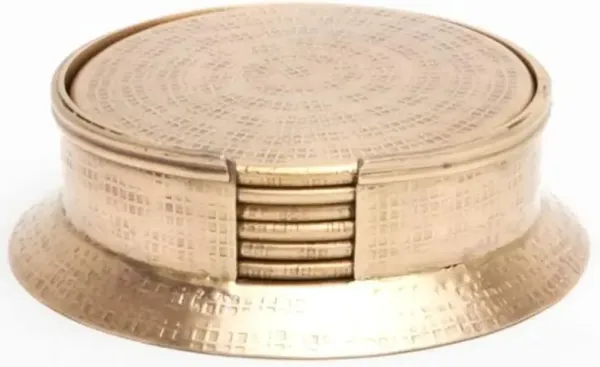 Winsford Hollywood Regency Gold Metal Coaster - Set of 6