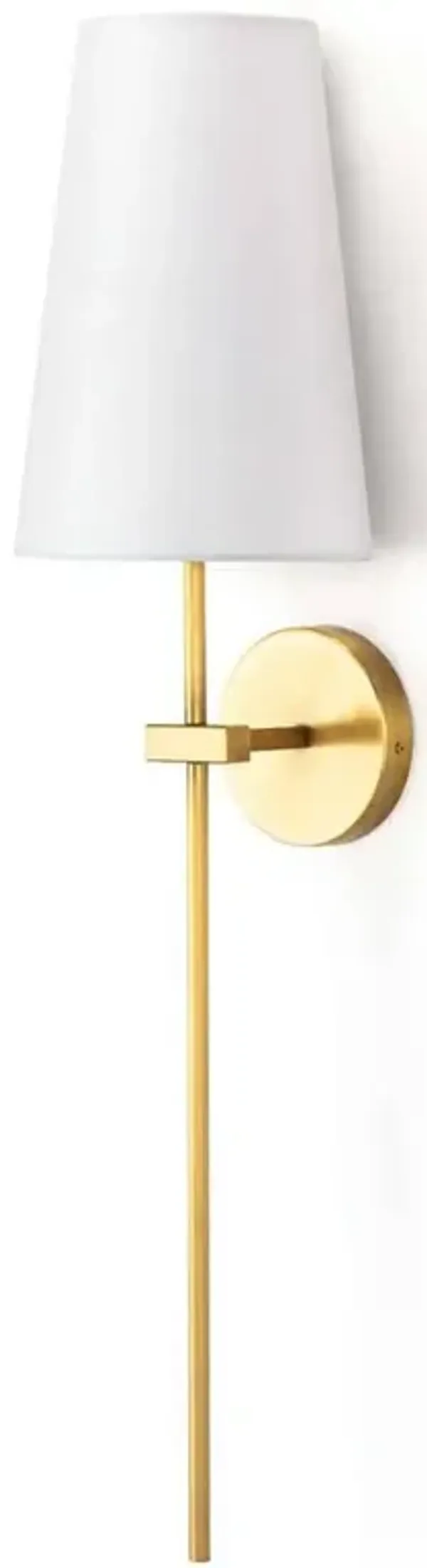 Toni Regency Natural Brass White Shade Wall Sconce