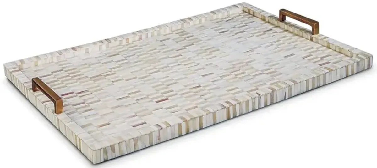 Modern Classic Natural White Bone Brass Handle Rectangular Tray
