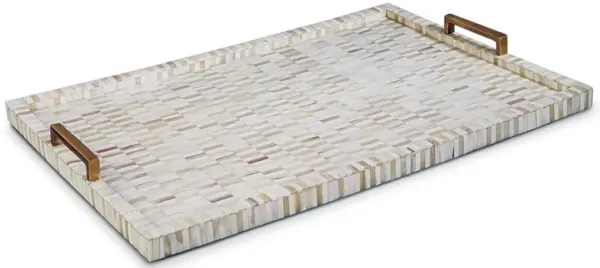Modern Classic Natural White Bone Brass Handle Rectangular Tray