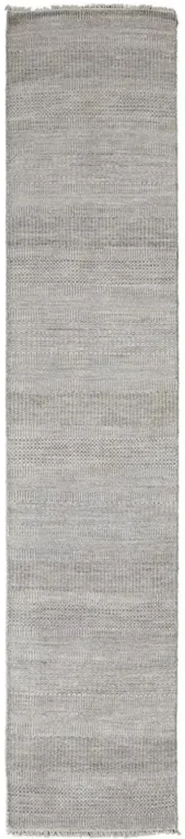 Phineas Modern Grey Striped Wool Patterned Hand Knotted Rug - 2'6"x10'