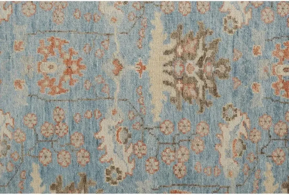 Bethel Global Blue Wool Hand Knotted Patterned Hand Knotted Rug - 7'9"x9'9"