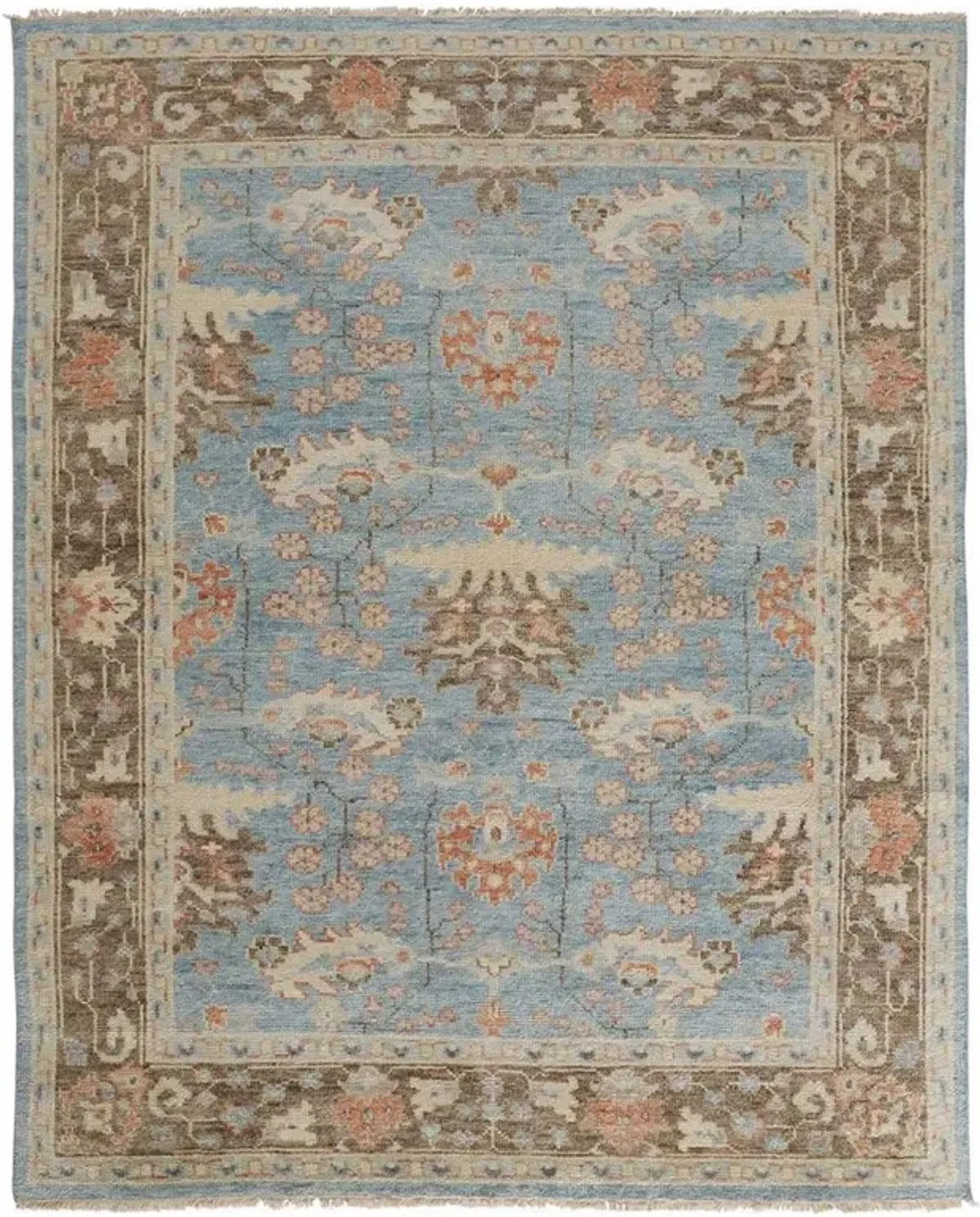 Bethel Global Blue Wool Hand Knotted Patterned Hand Knotted Rug - 7'9"x9'9"