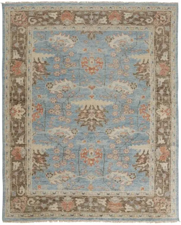 Bethel Global Blue Wool Hand Knotted Patterned Hand Knotted Rug - 8'6"x11'6"
