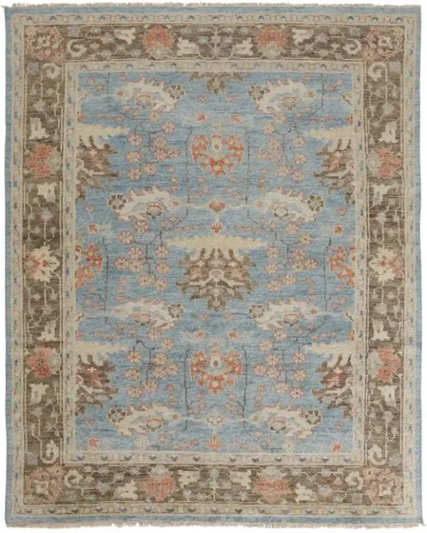Bethel Global Blue Wool Hand Knotted Patterned Hand Knotted Rug - 11'6"x15'