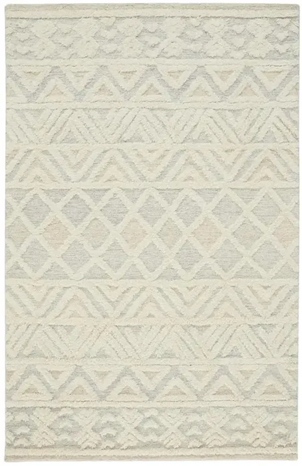 Atarah Modern Classic Blue Accent Cream Wool Shag Rug - 8'x10'
