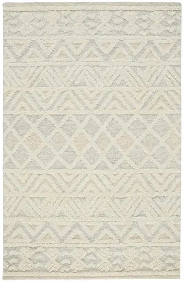 Atarah Modern Classic Blue Accent Cream Wool Shag Rug - 9'x12'