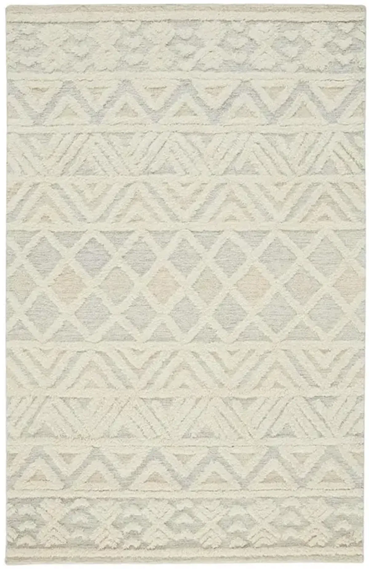 Atarah Modern Classic Blue Accent Cream Wool Shag Rug - 10'x14'