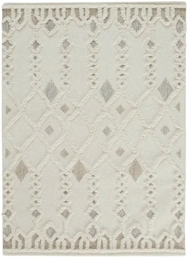 Atarah Modern Classic Cream Wool Geometric Patterned Rug - 4'x6'