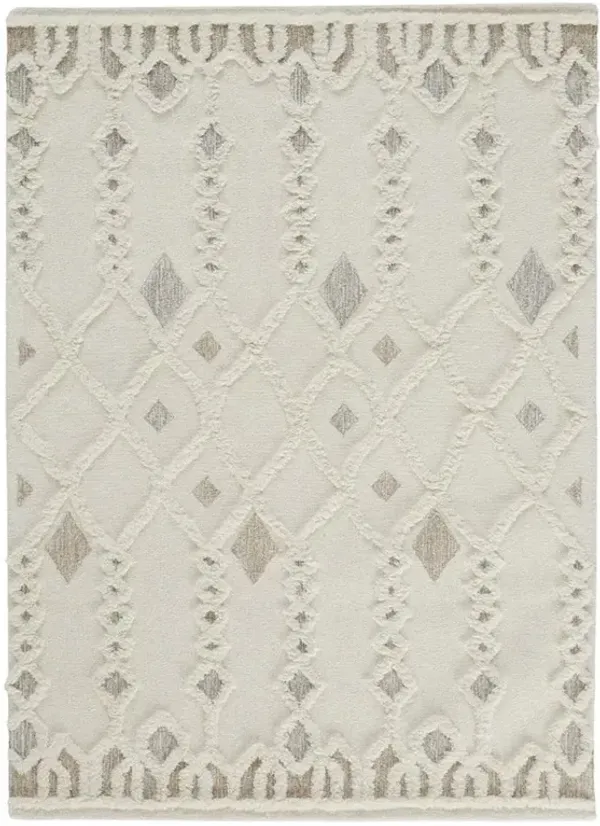 Atarah Modern Classic Cream Wool Geometric Patterned Rug - 5'x8'