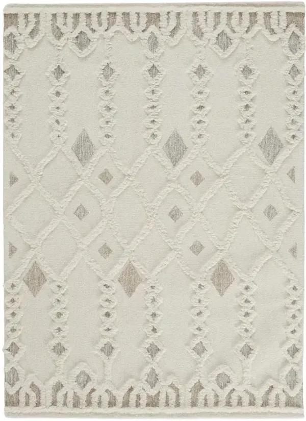 Atarah Modern Classic Cream Wool Geometric Patterned Rug - 9'x12'