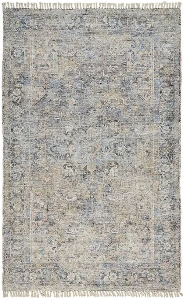 Lily Global Bazaar Light Grey Wool Floral Patterned Rug - 9'x12'