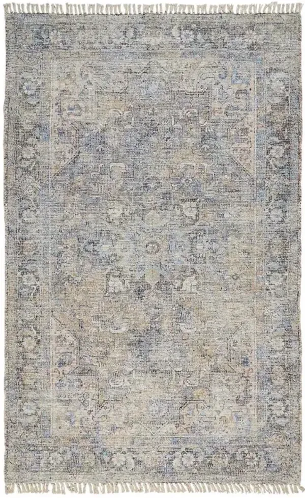Lily Global Bazaar Light Grey Wool Floral Patterned Rug - 10'x14'