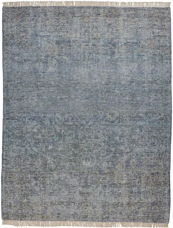 Lily Global Bazaar Blue Wool Patterned Rug - 10'x14'