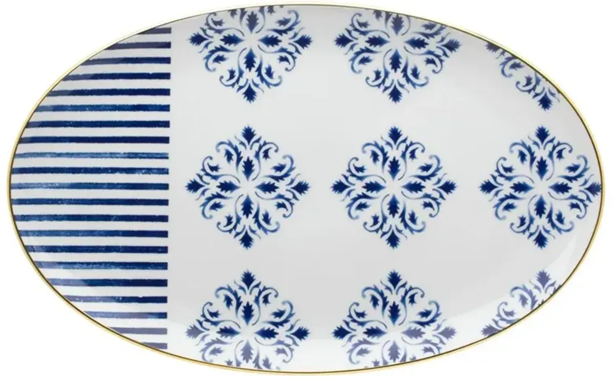 Transatlantica Global Bazaar Blue Porcelain Oval Platter - Large