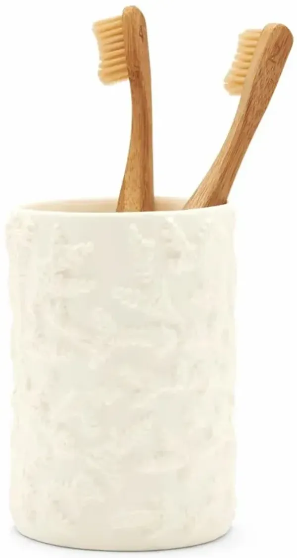 Pigeon and Poodle Alanya French Country White Porcelain Brush Holder