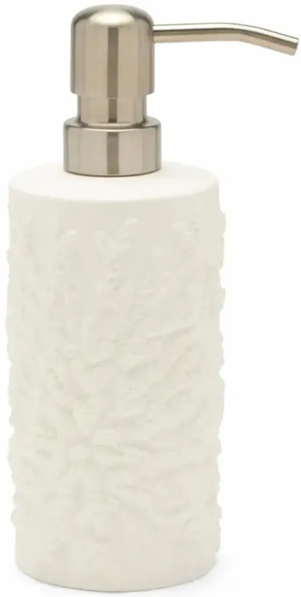 Pigeon and Poodle Alanya French Country White Porcelain Round Soap Pump