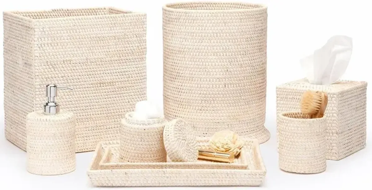 Pigeon and Poodle Dalton Coastal Beach Whitewash Rattan Brush Holder
