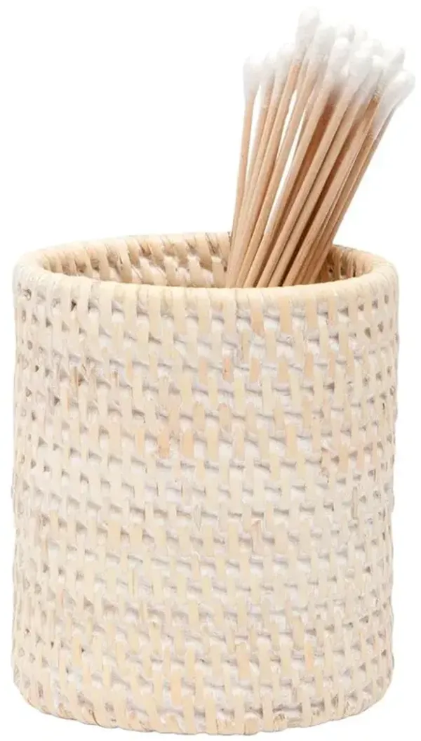 Pigeon and Poodle Dalton Coastal Beach Whitewash Rattan Brush Holder