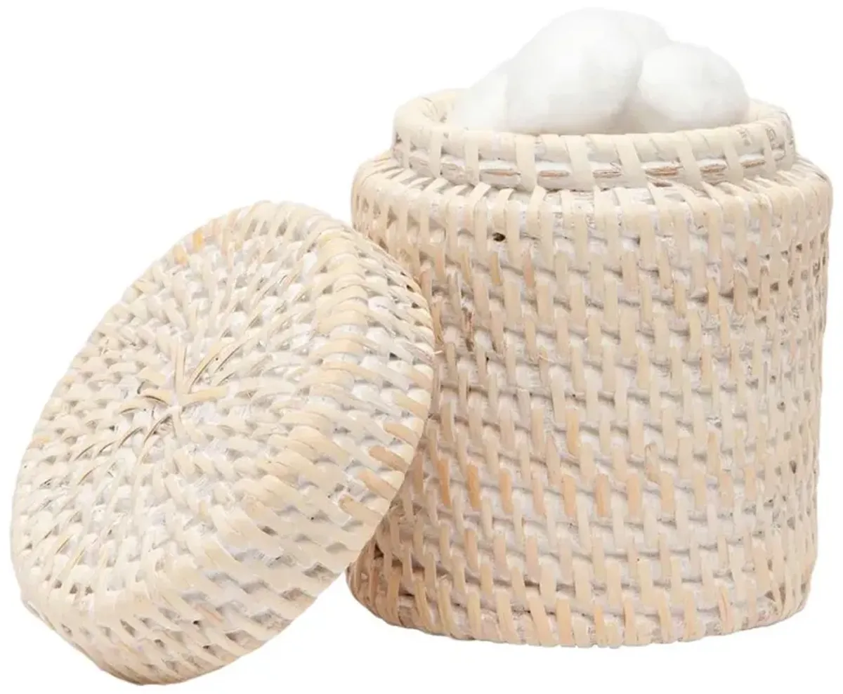 Pigeon and Poodle Dalton Coastal Beach Whitewash Rattan Canister