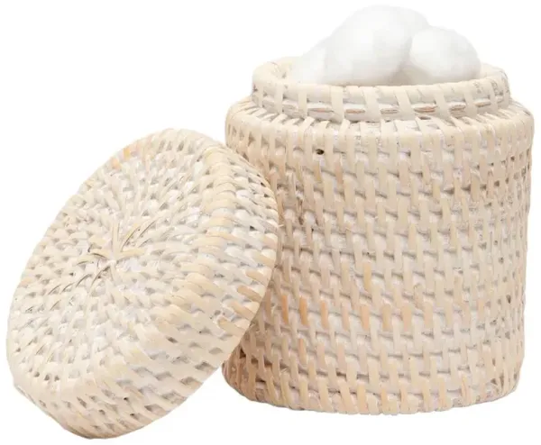Pigeon and Poodle Dalton Coastal Beach Whitewash Rattan Canister