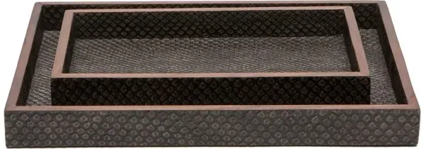 Pigeon and Poodle Goa Rustic Lodgec Dark Brown Faux Boa Tray - Set of 2