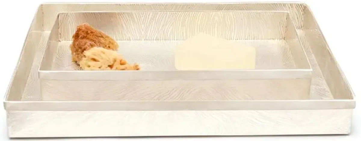Pigeon and Poodle Humbolt Hollywood Matte Silver Metal Tray - Set of 2