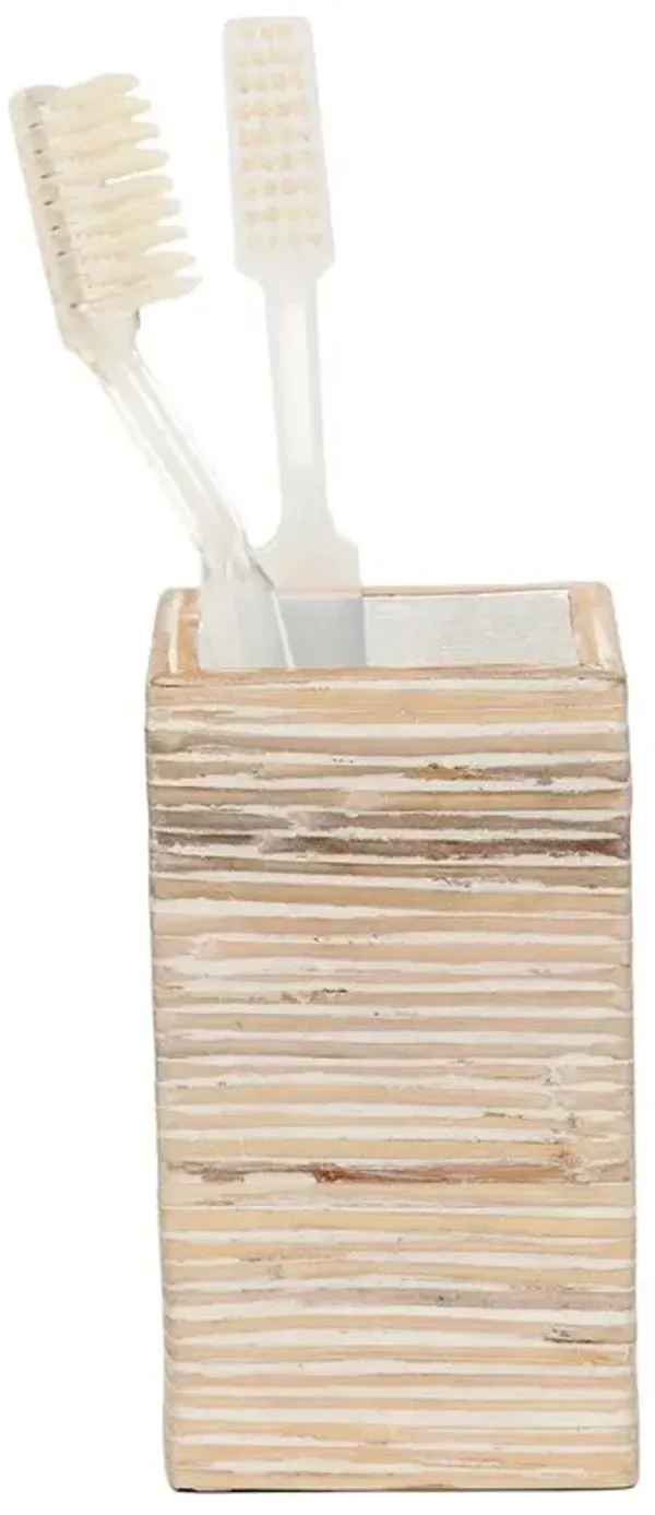 Pigeon and Poodle Kona Coastal Beach Beige Rattan Brush Holder