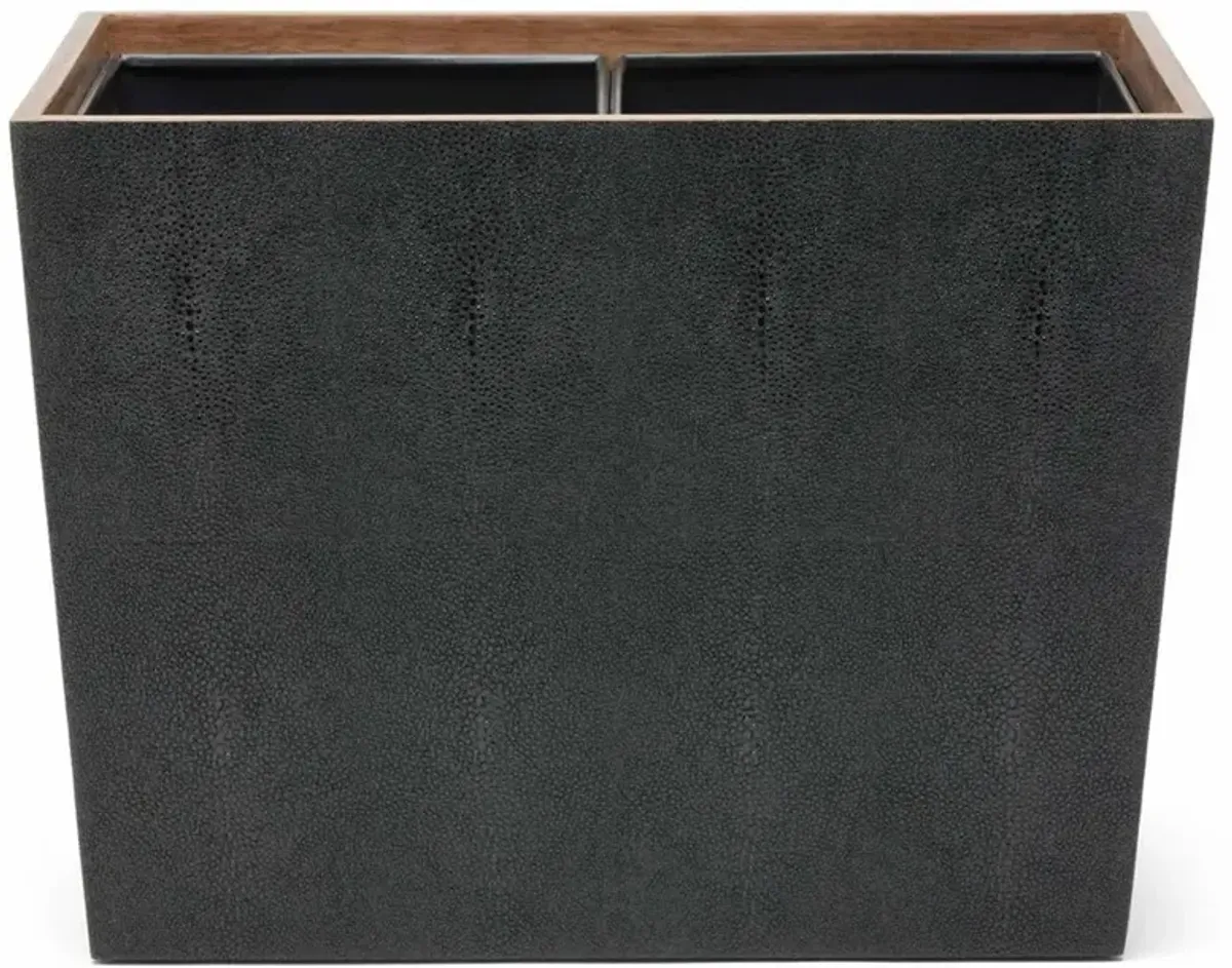 Pigeon and Poodle Manchester Modern Black Faux Shagreen Double Wastebasket